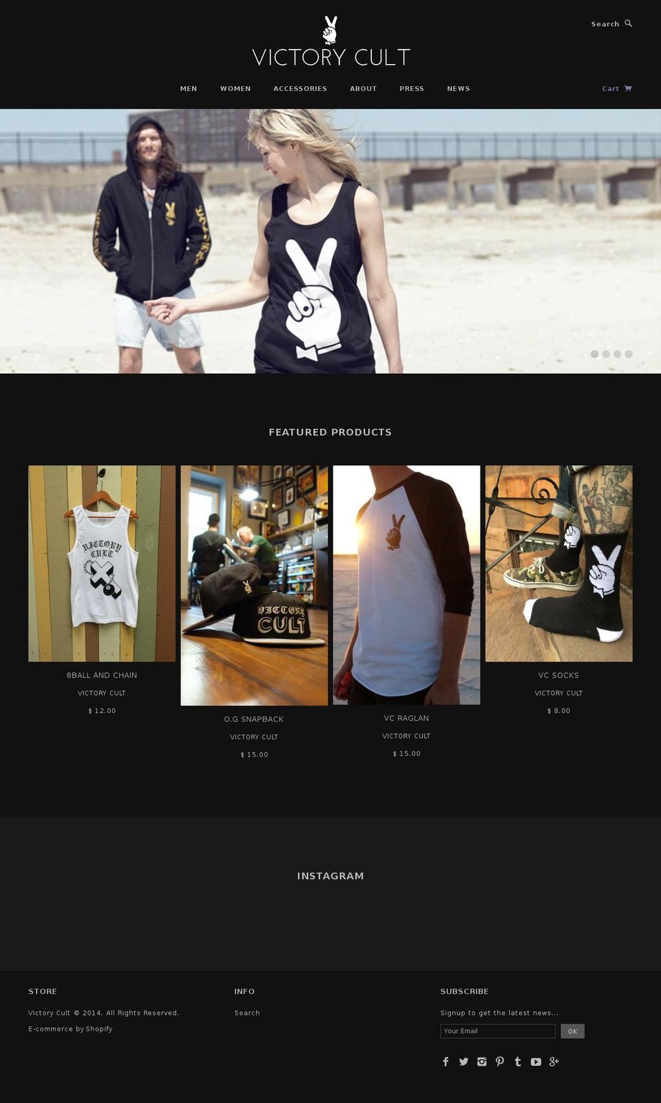victorycult.com shopify website screenshot