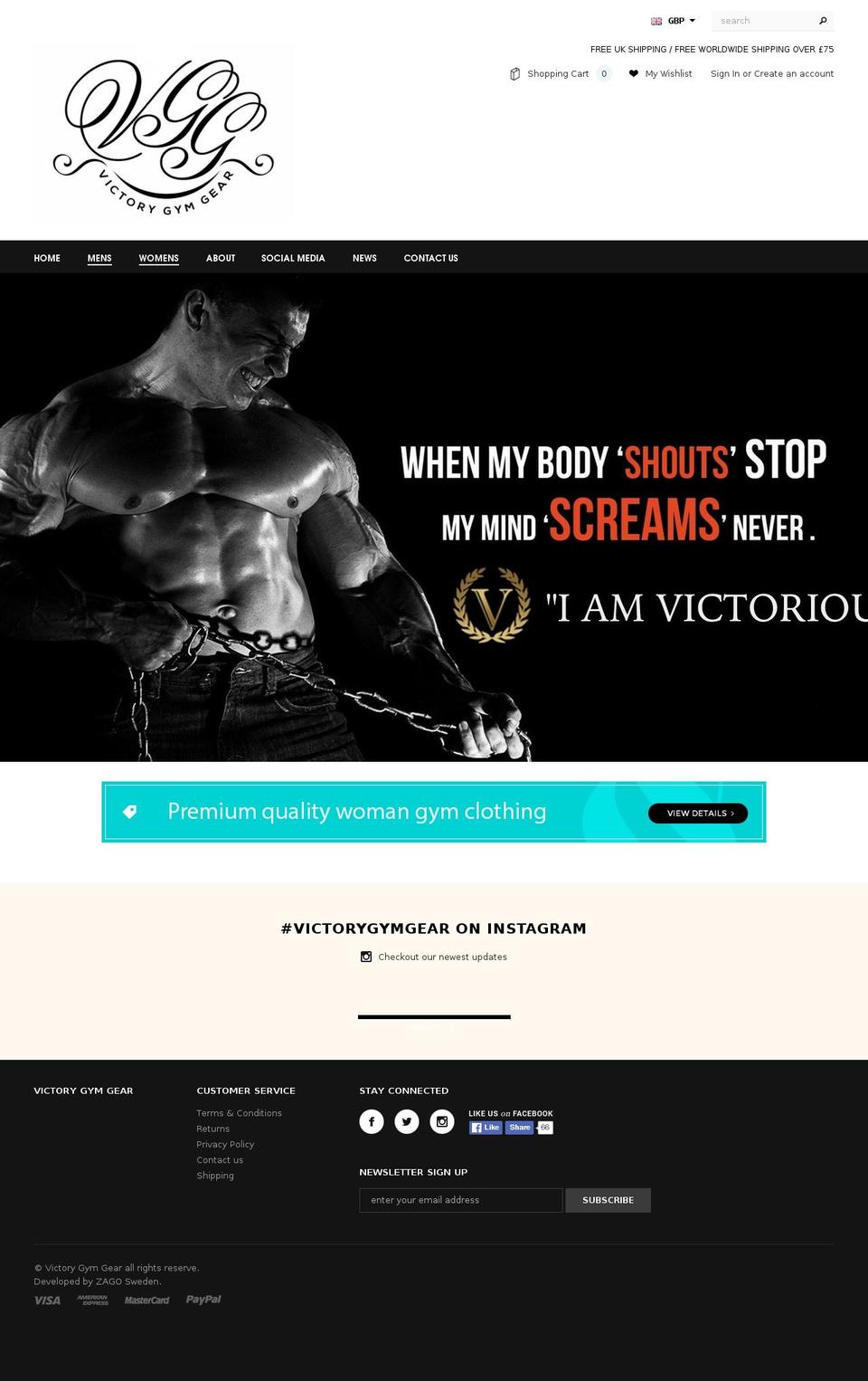 victorygymgear.com shopify website screenshot