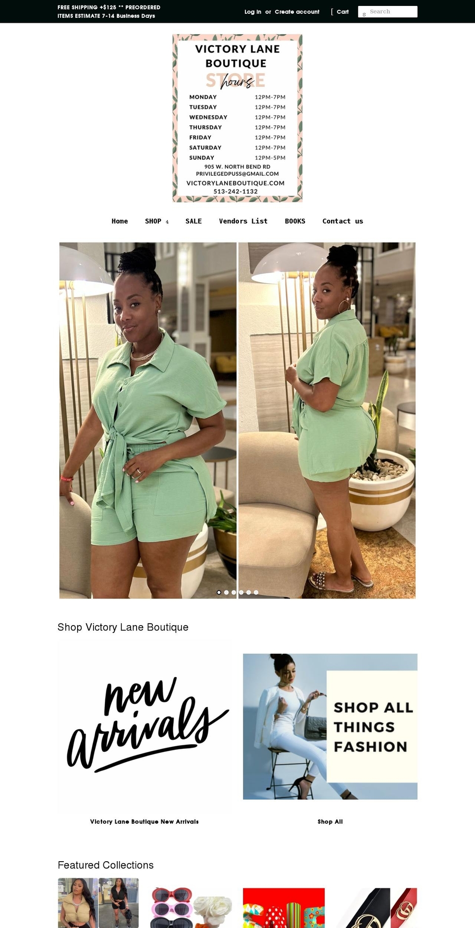 victorylaneboutique.com — Shopify storefront screenshot