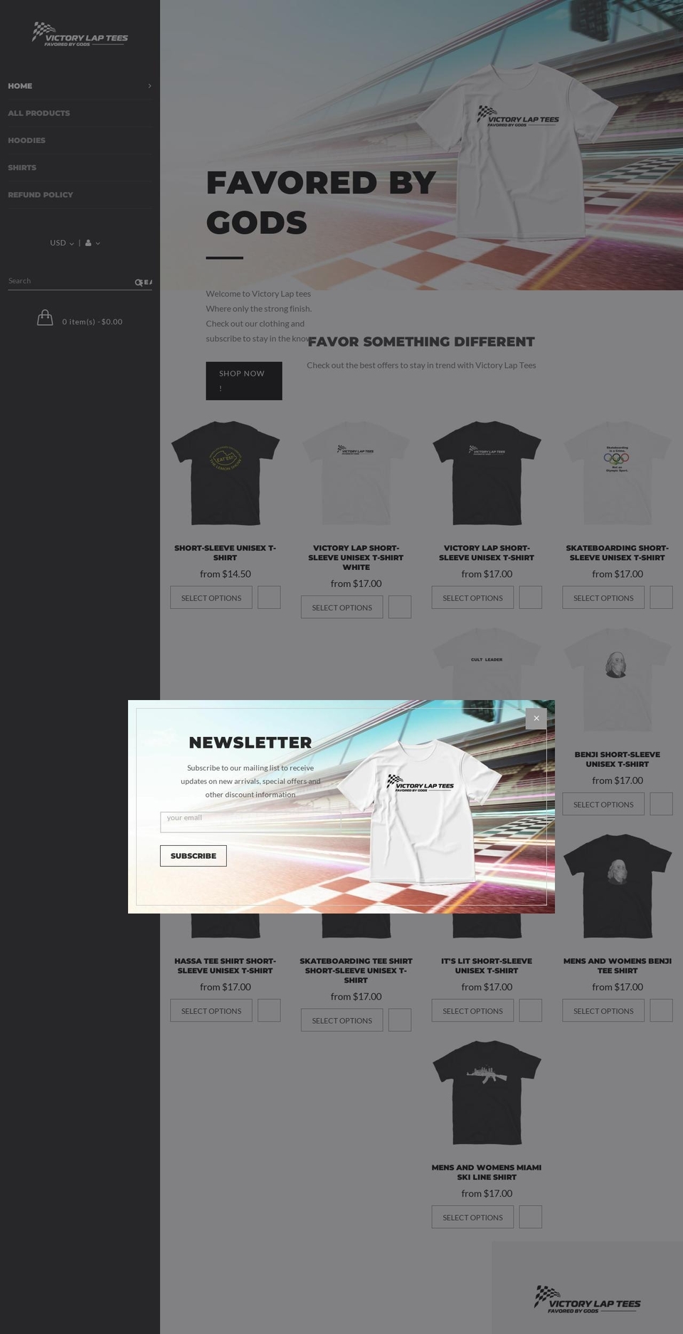 victorylaptees.com shopify website screenshot