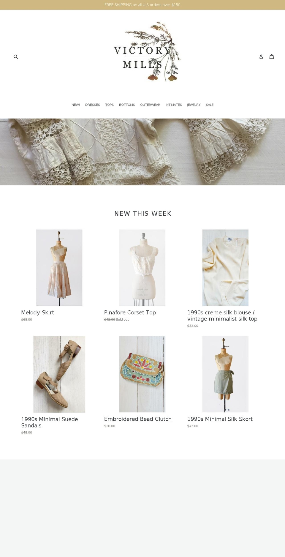 victorymillsvintage.com — Shopify storefront screenshot