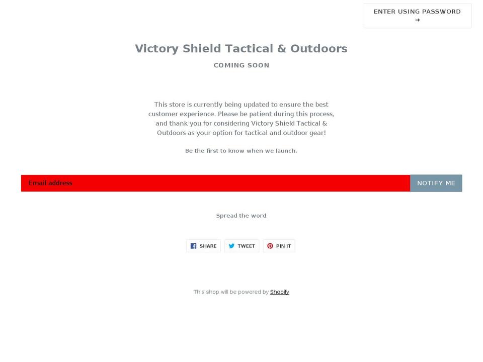 victoryshieldtactical.com — Shopify storefront screenshot