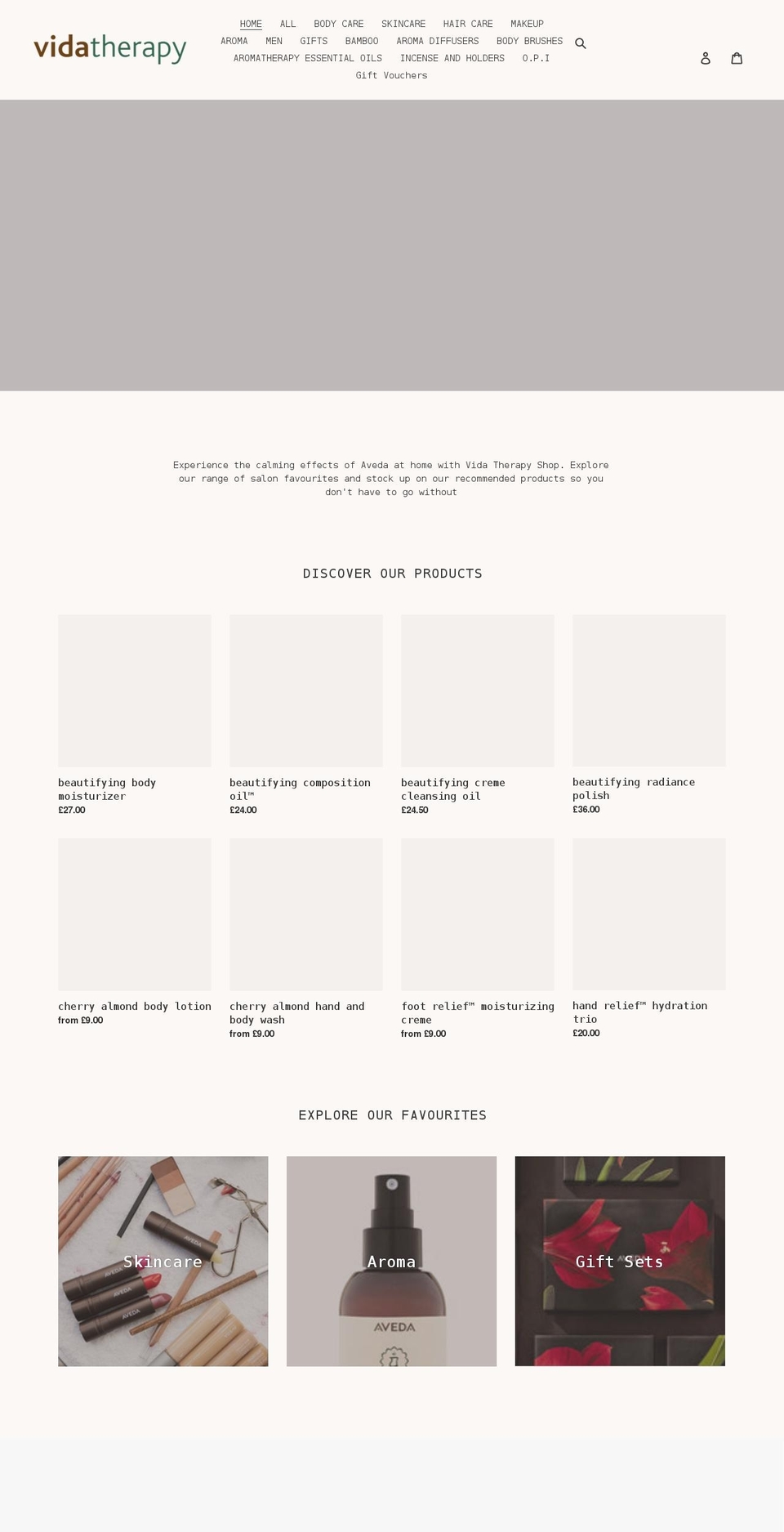 vida-therapy.myshopify.com shopify website screenshot