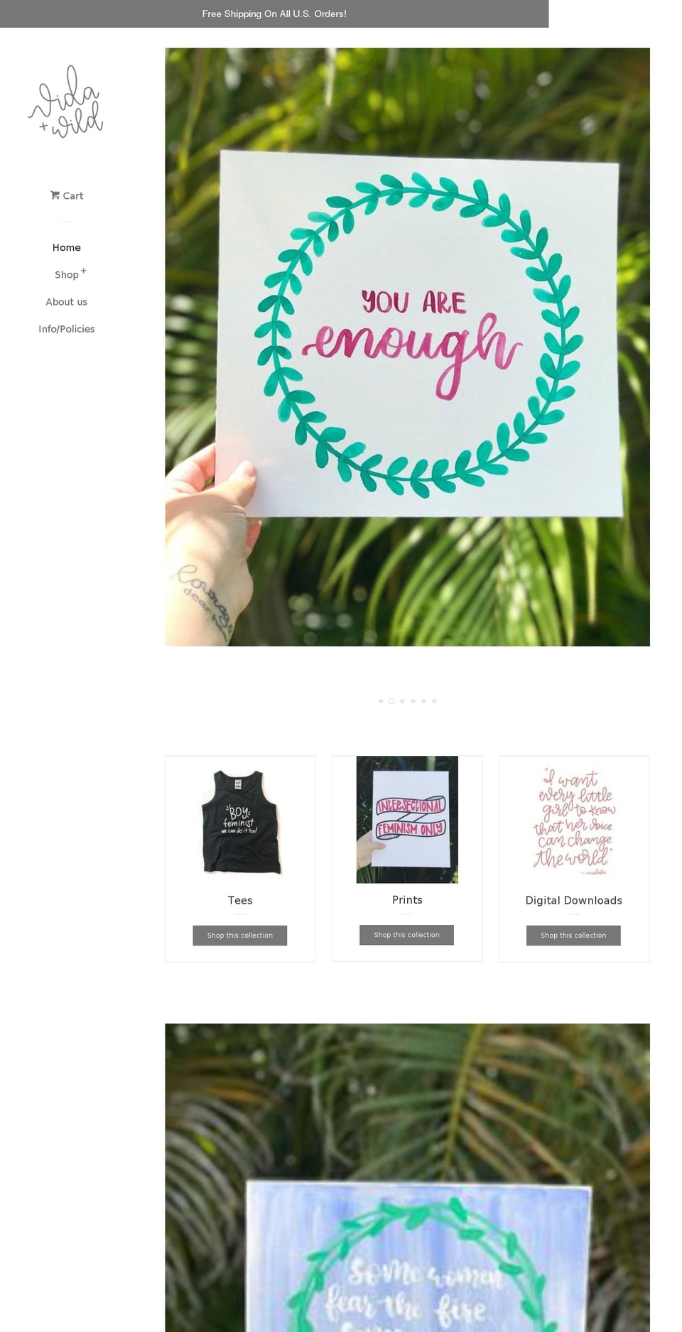 vidaandwild.com — Shopify storefront screenshot