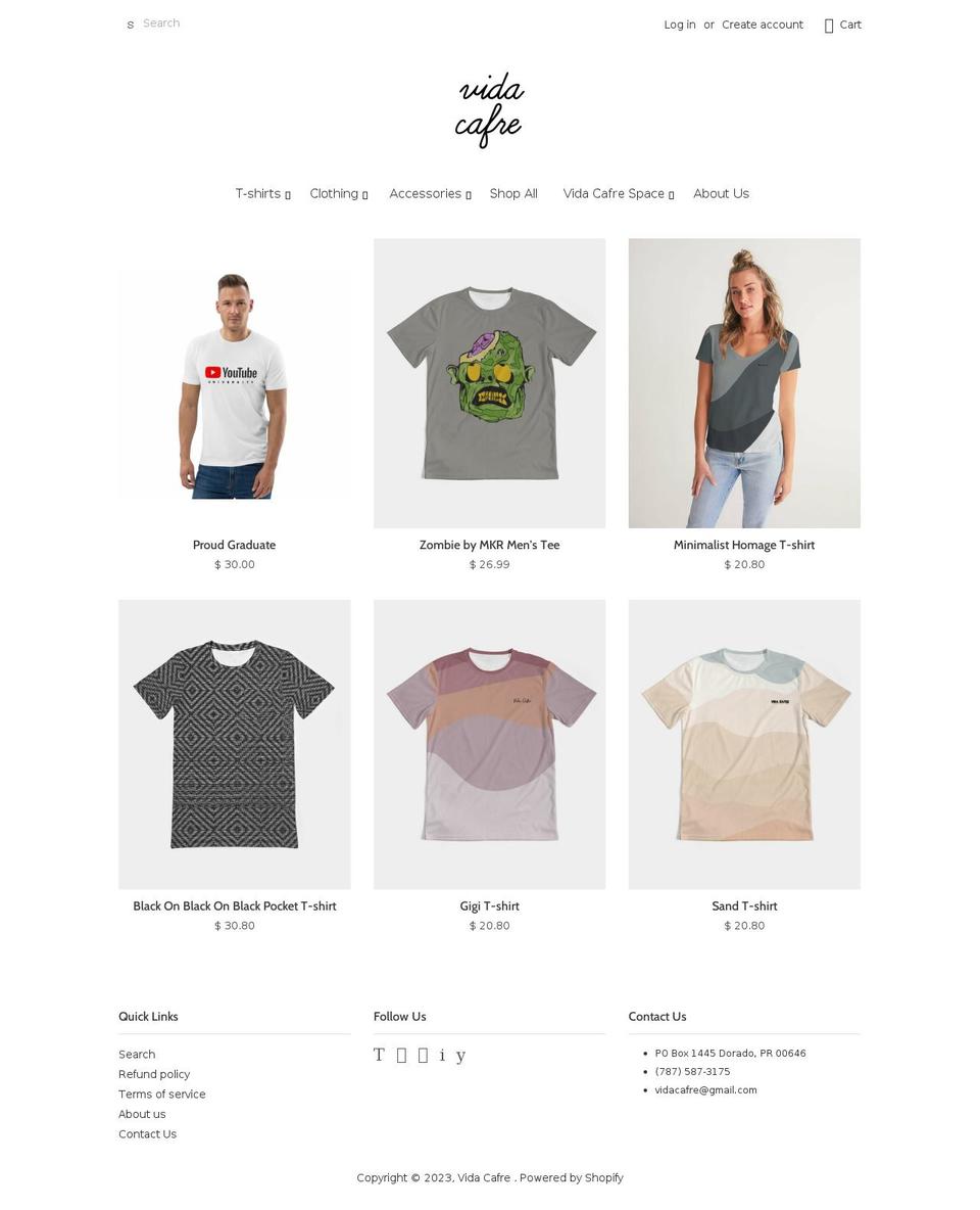 vidacafre.com shopify website screenshot