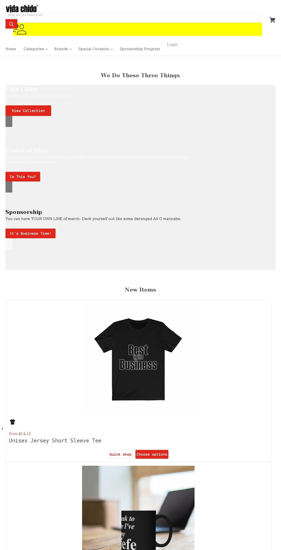 vidachido.com shopify website screenshot