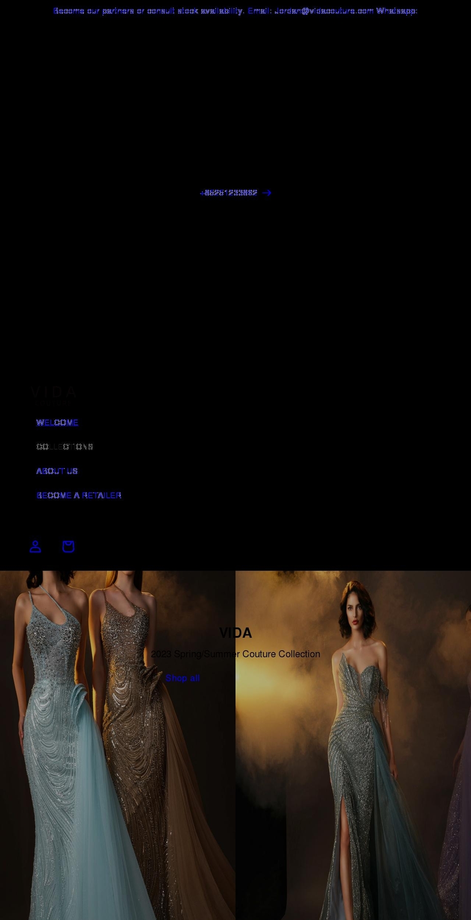 vidacouture.com shopify website screenshot