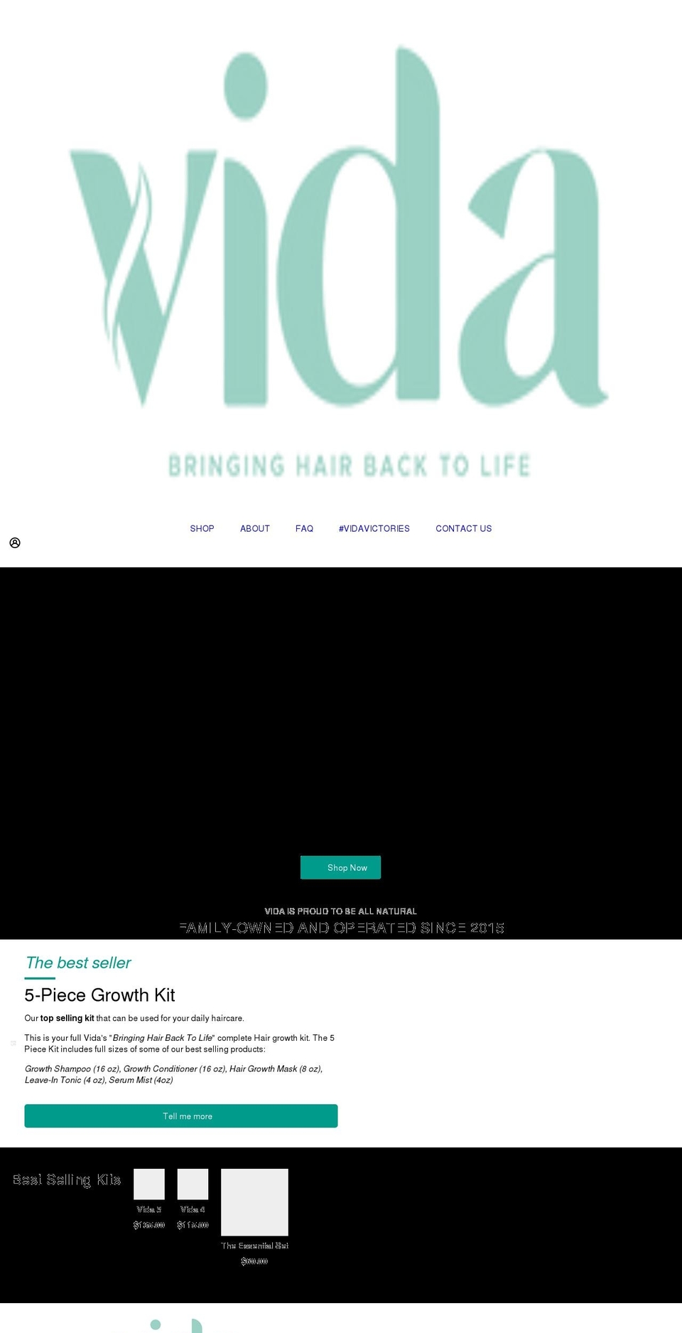 vidahairgrowth.com shopify website screenshot