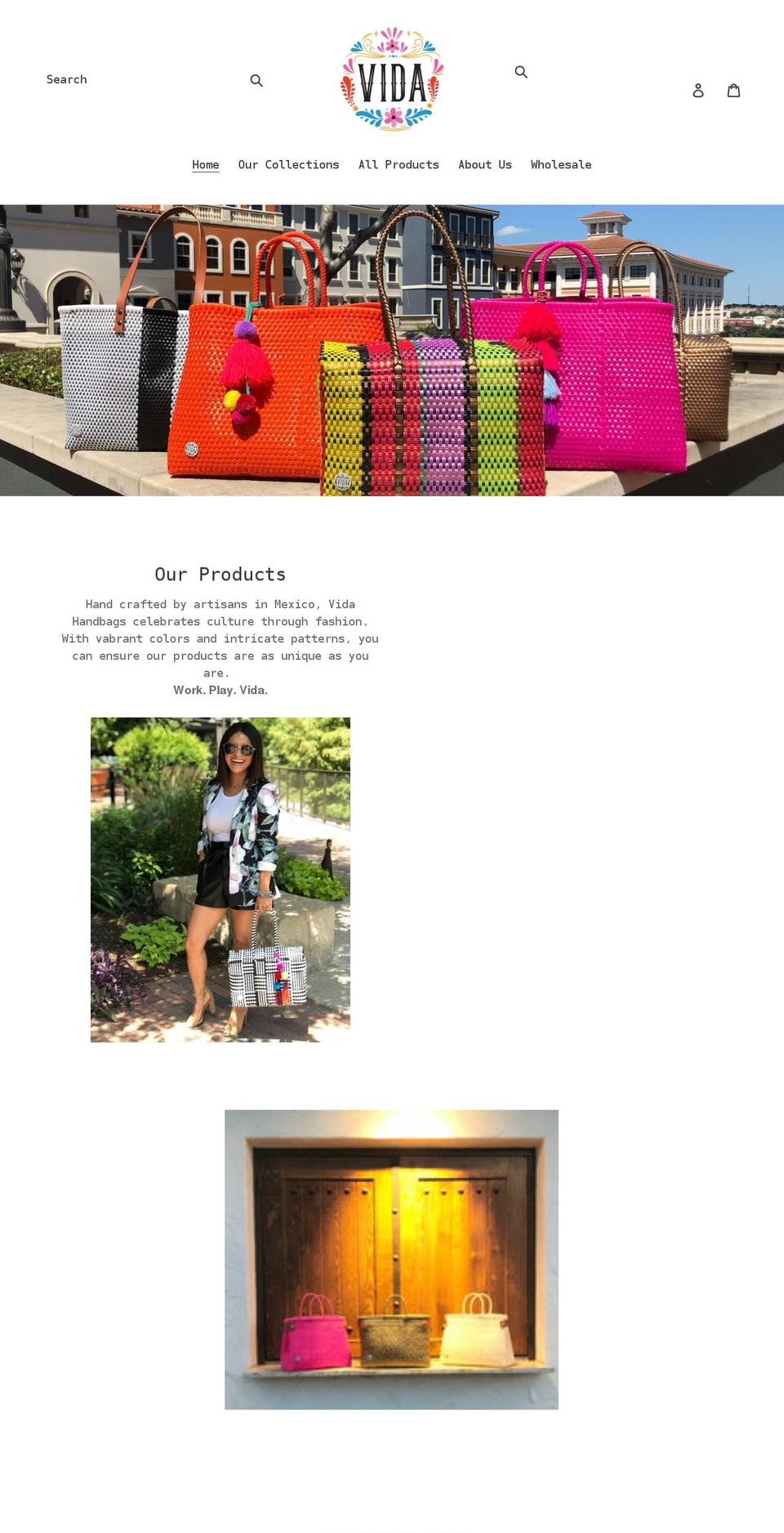 vidahandbags.com shopify website screenshot
