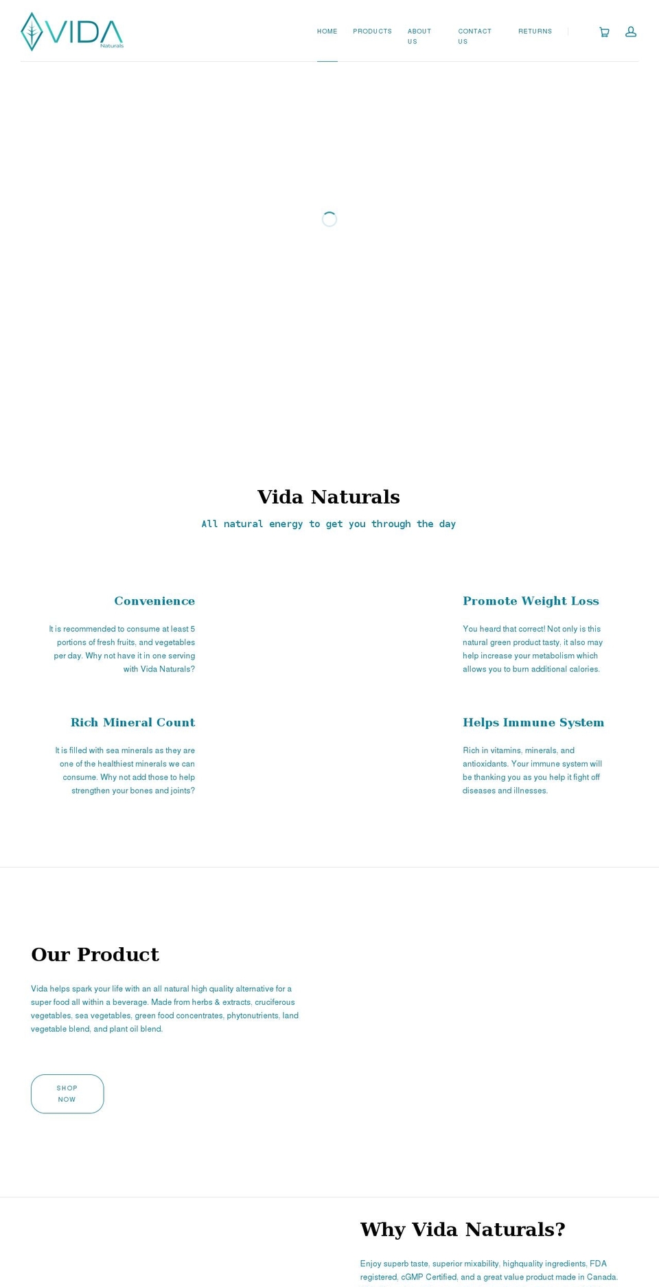 vidanaturalsco.com shopify website screenshot