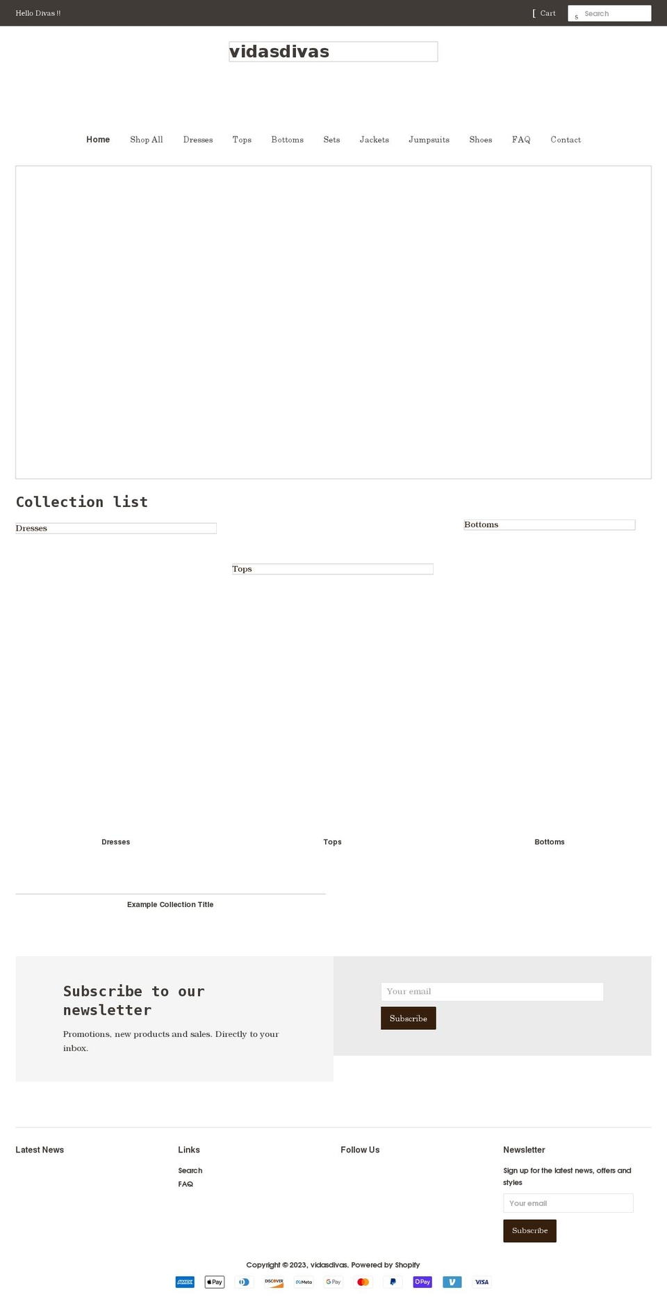 vidasdivas.com shopify website screenshot