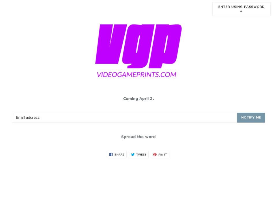 videogameprints.com shopify website screenshot