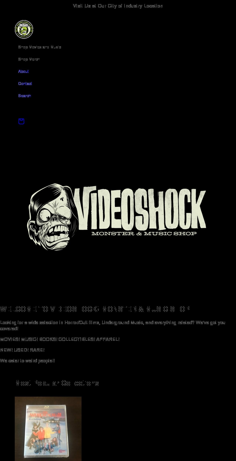 videoshock.net shopify website screenshot