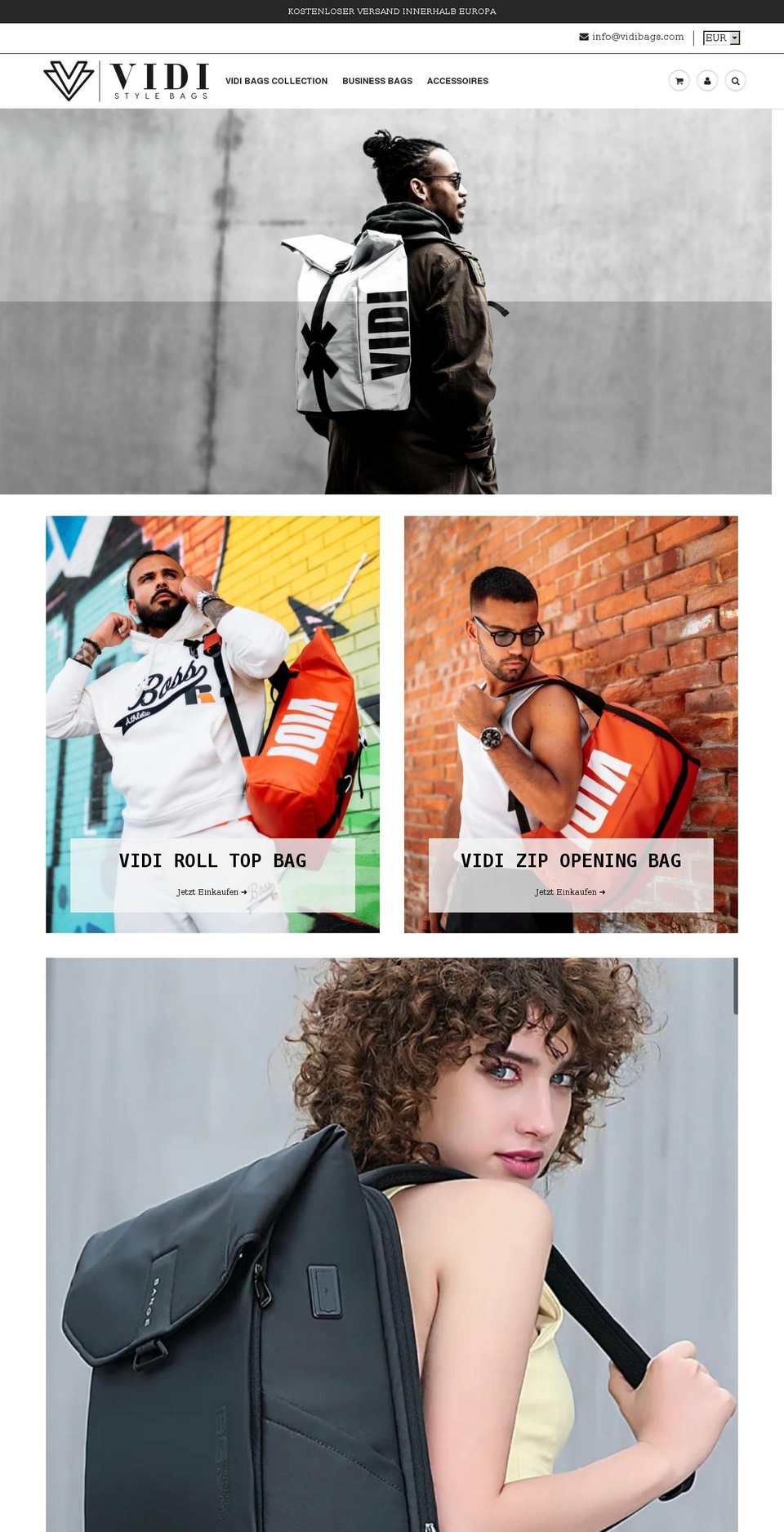 vidibags.com shopify website screenshot