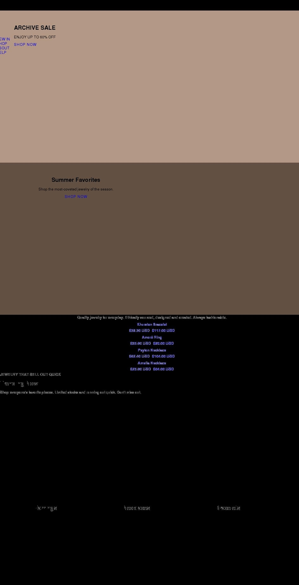 vieajewelry.com shopify website screenshot