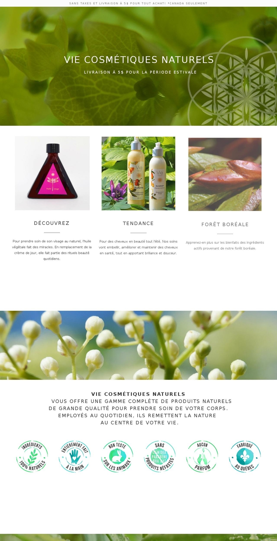 viecosmetiquesnaturels.com — Shopify storefront screenshot