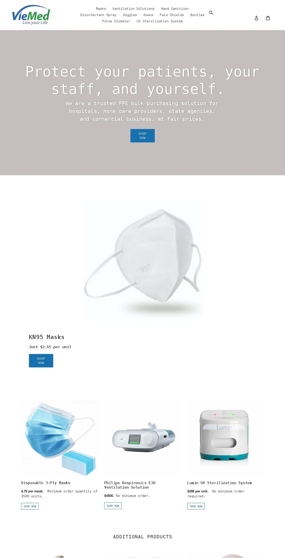 viemeddelivered.com shopify website screenshot
