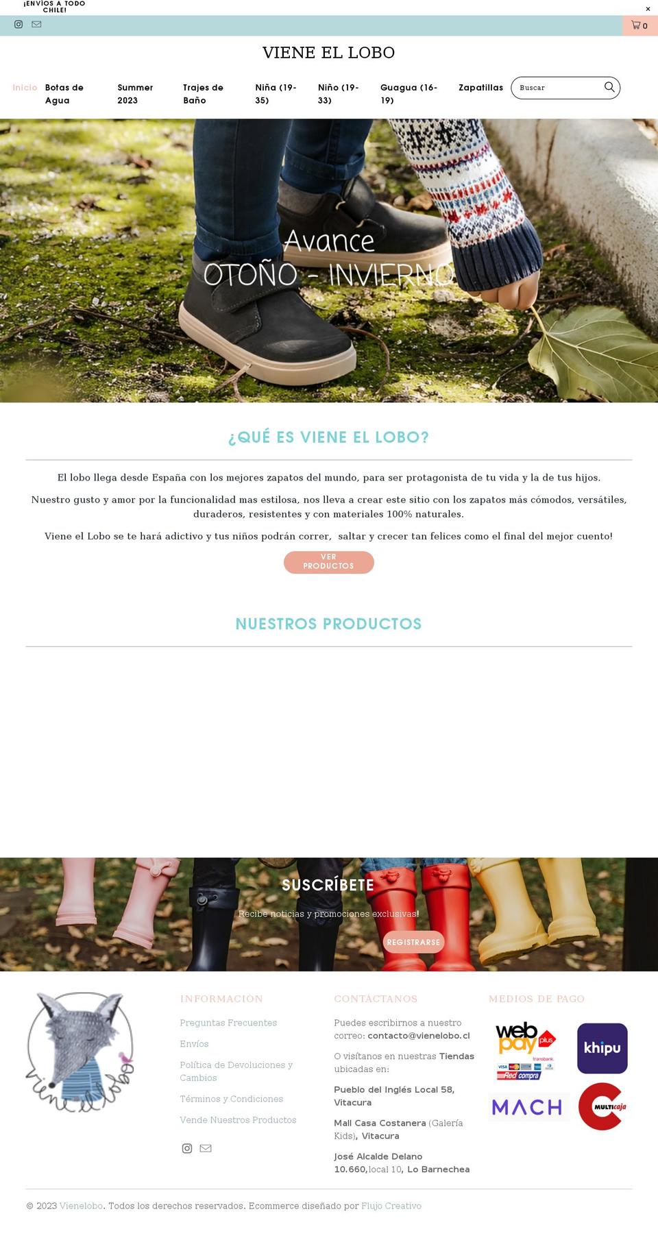 vienelobo.cl shopify website screenshot