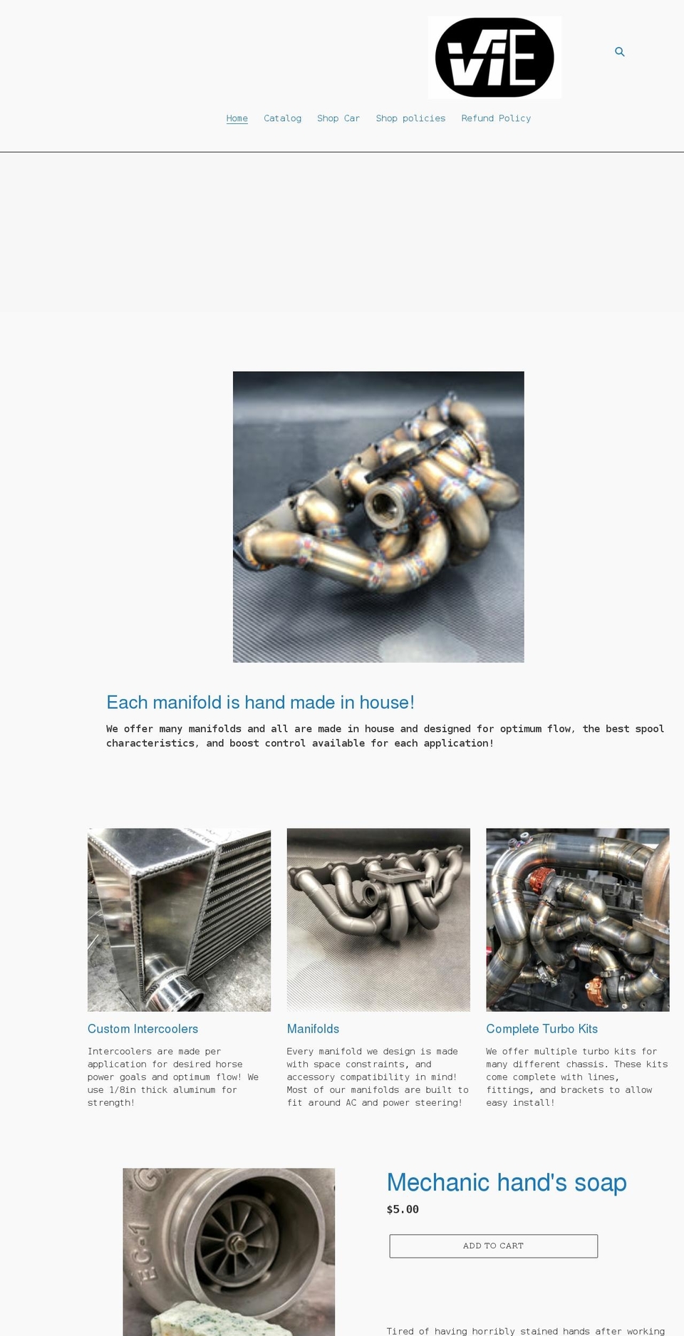 viengineered.net shopify website screenshot