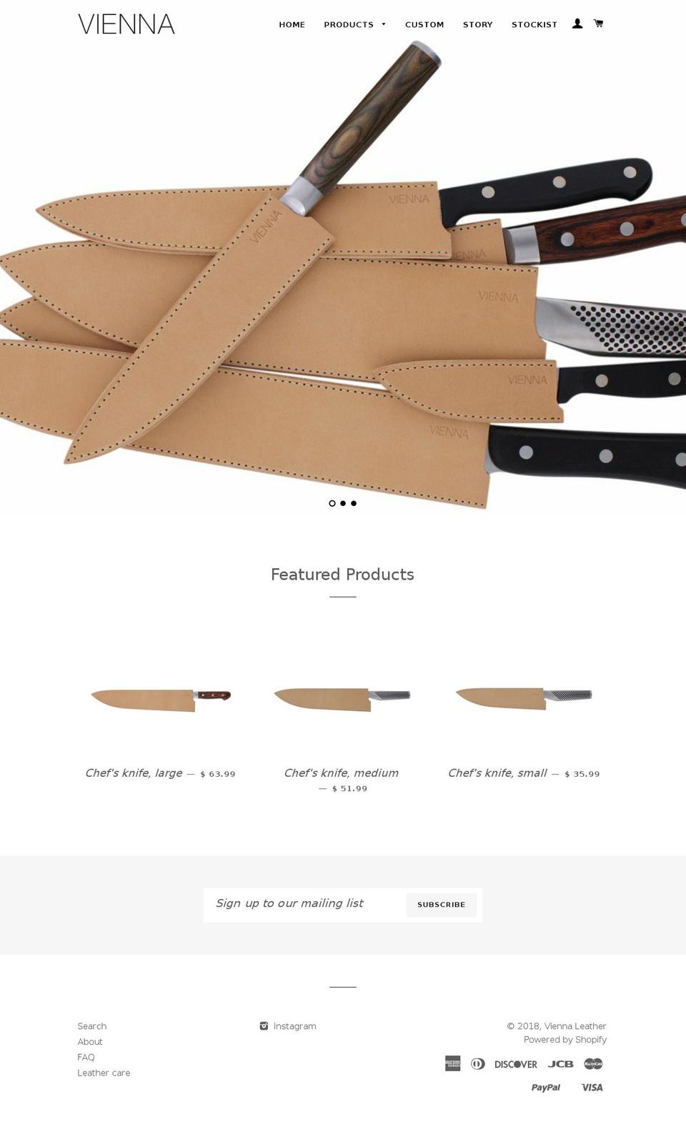 viennaleathergoods.com — Shopify storefront screenshot