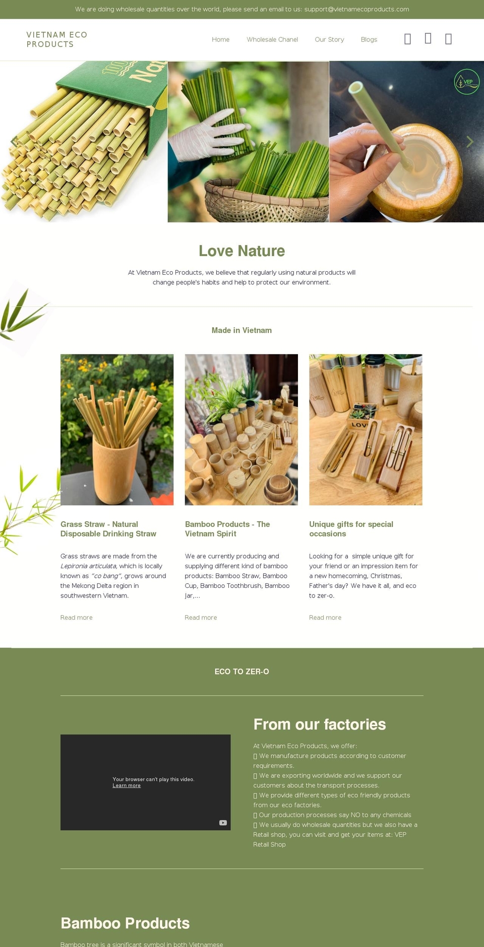 vietnamecoproducts.com shopify website screenshot