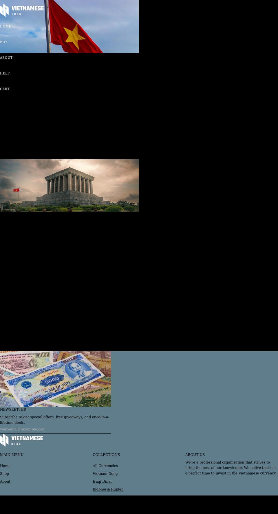 vietnamesedong.com shopify website screenshot