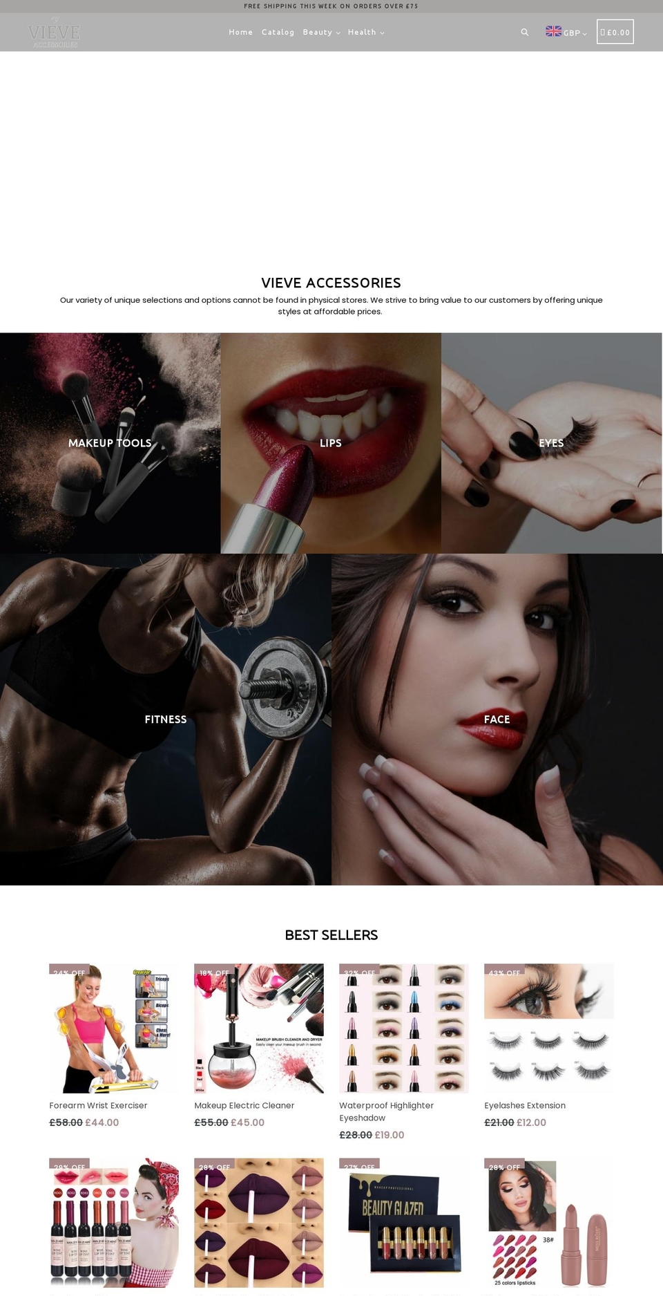 vieveaccessories.co.uk shopify website screenshot