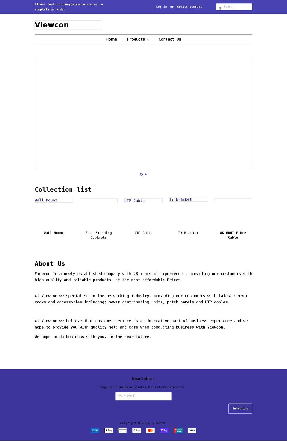 viewcon.com.au shopify website screenshot