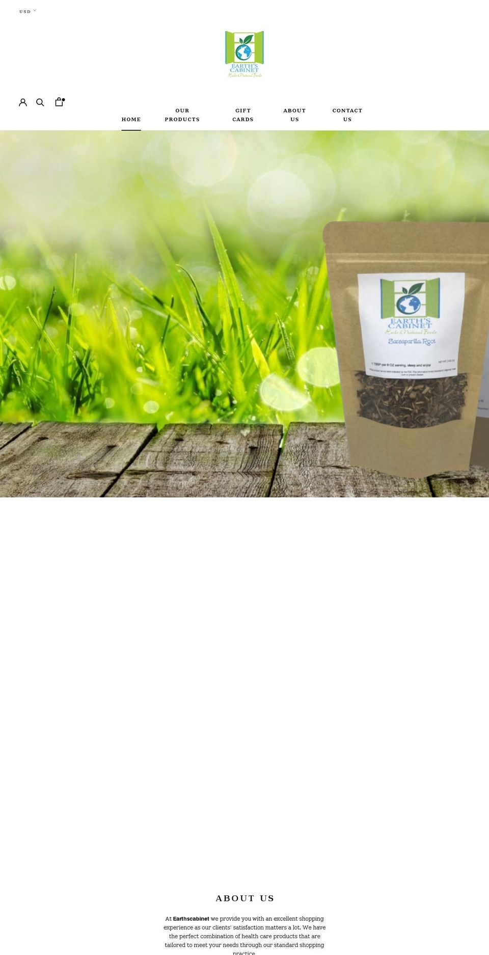 viewearthscabinet.com shopify website screenshot