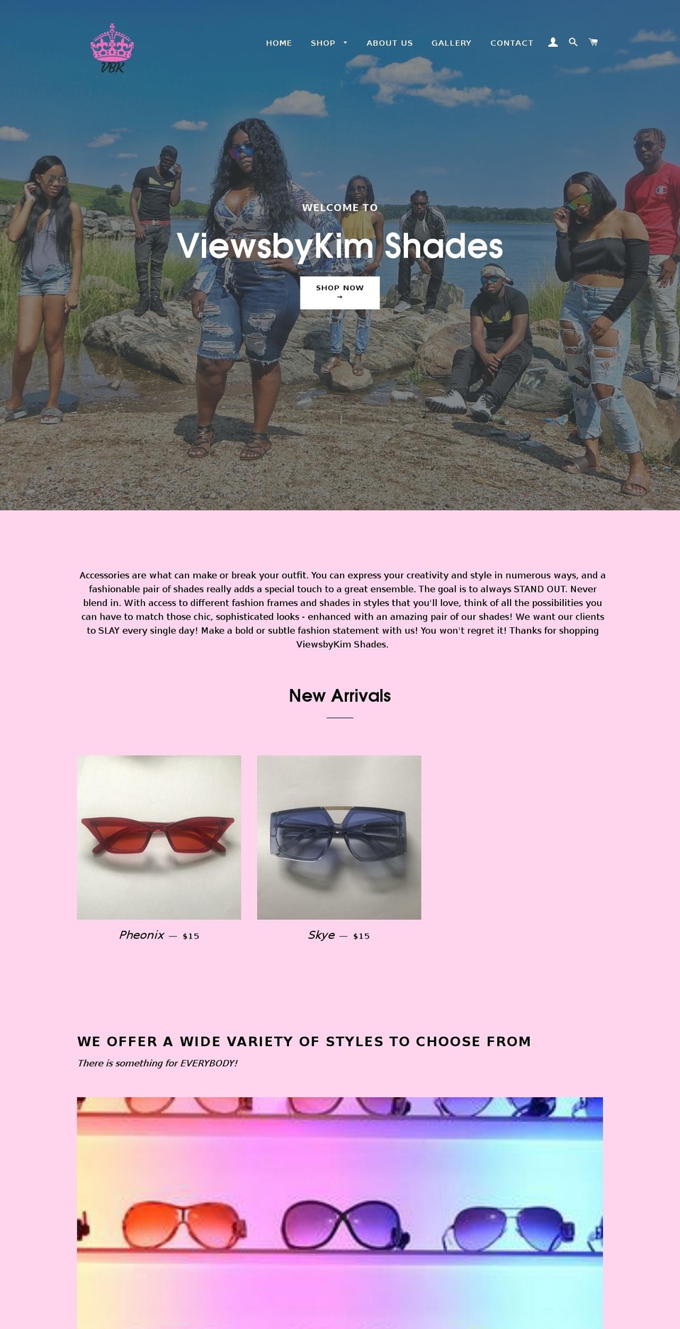 viewsbykimshades.com — Shopify storefront screenshot
