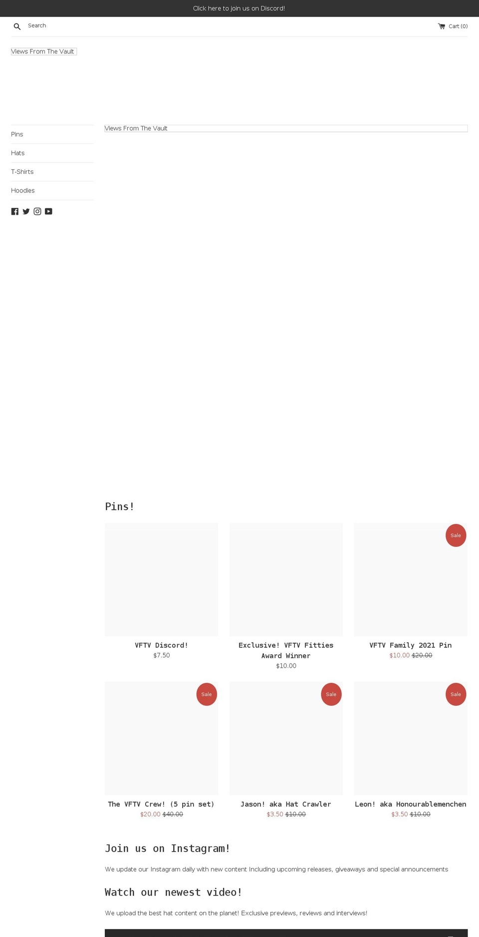 viewsfromthevault.com shopify website screenshot