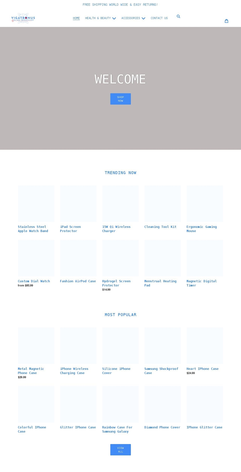 vigatronus.com shopify website screenshot