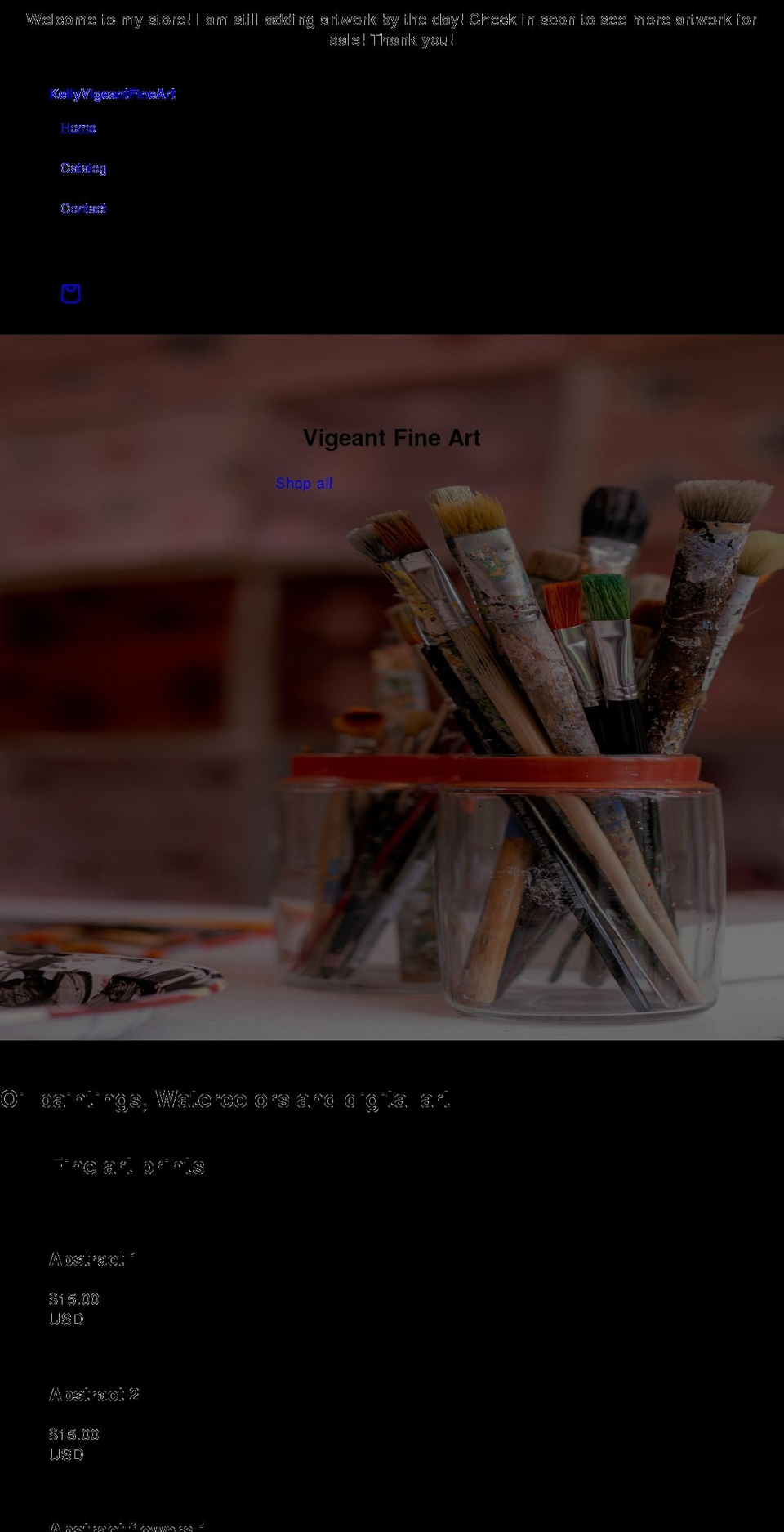 vigeantfineart.com shopify website screenshot
