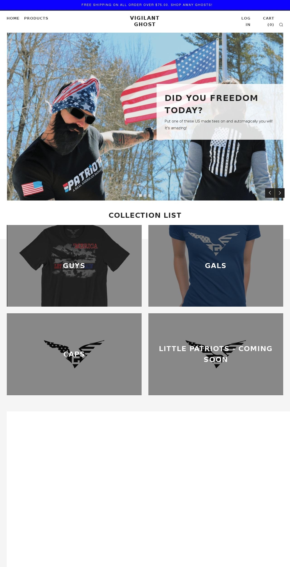 vigilantghost.com — Shopify storefront screenshot