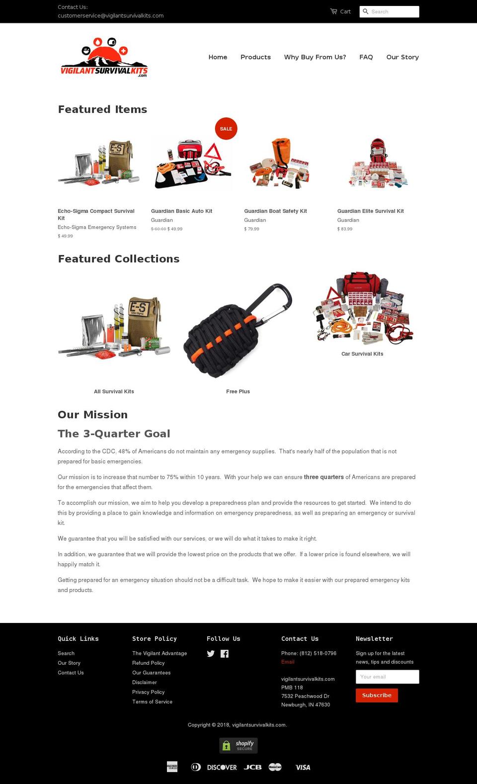 vigilantsurvivalkits.com — Shopify storefront screenshot