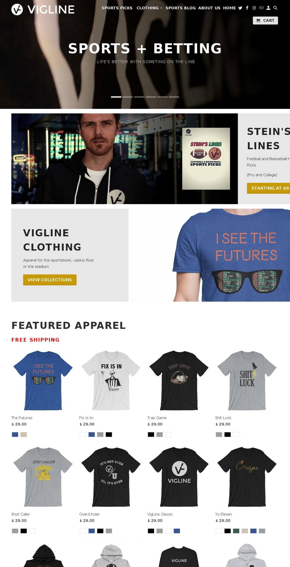 viglinesports.com — Shopify storefront screenshot