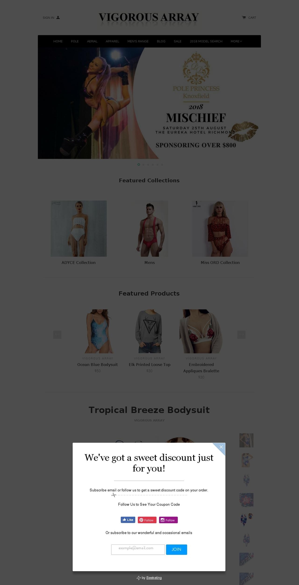 vigorousarray.com.au shopify website screenshot