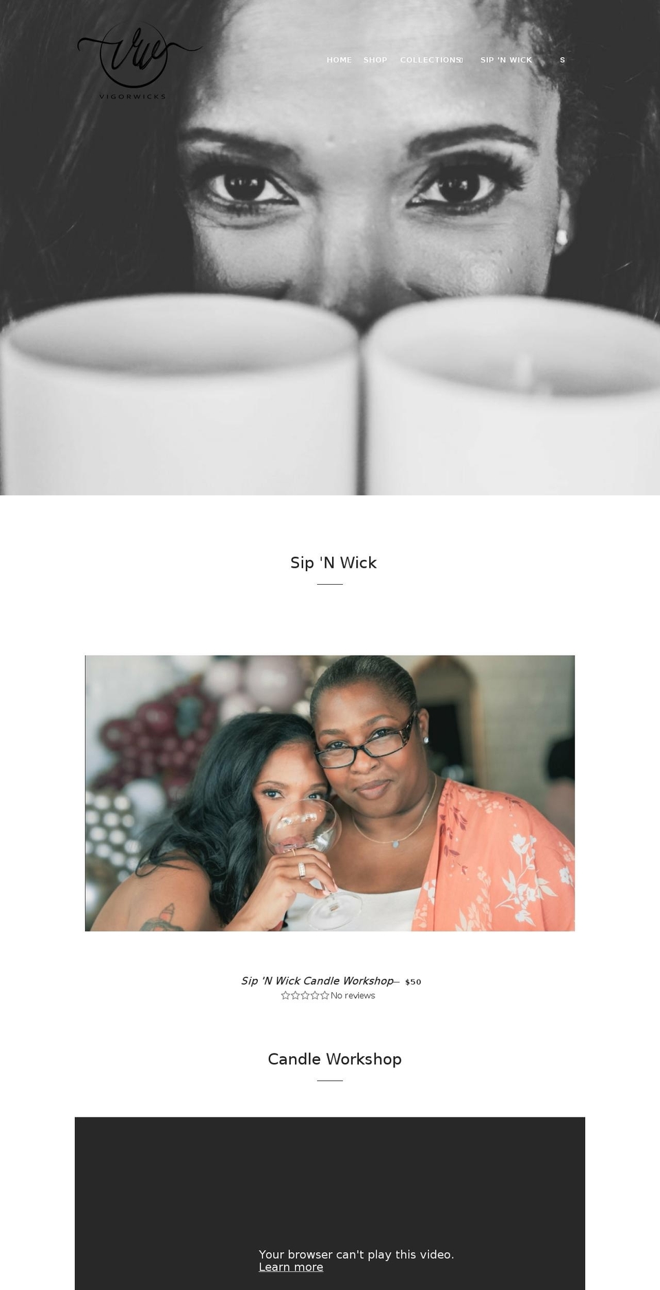vigorwicks.com shopify website screenshot