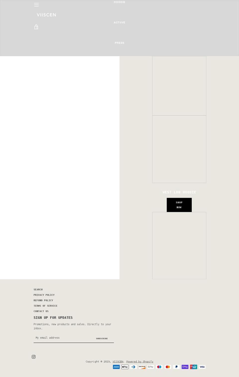 viiscen.com shopify website screenshot