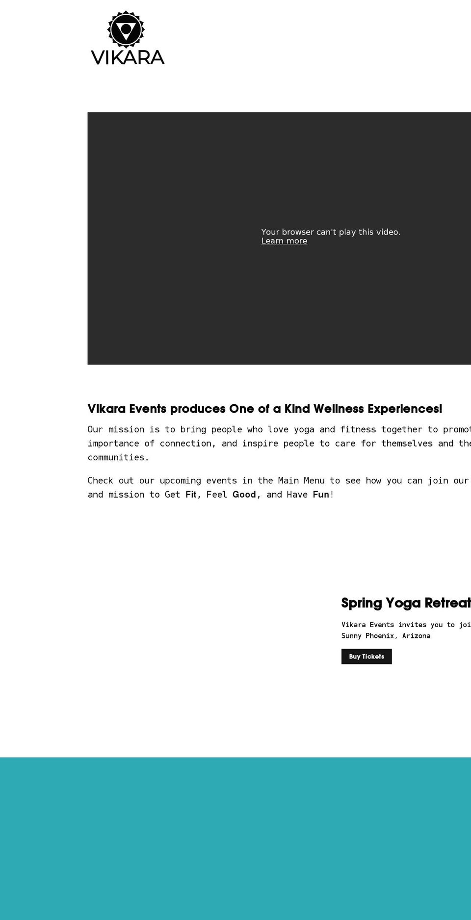 vikaraevents.com shopify website screenshot