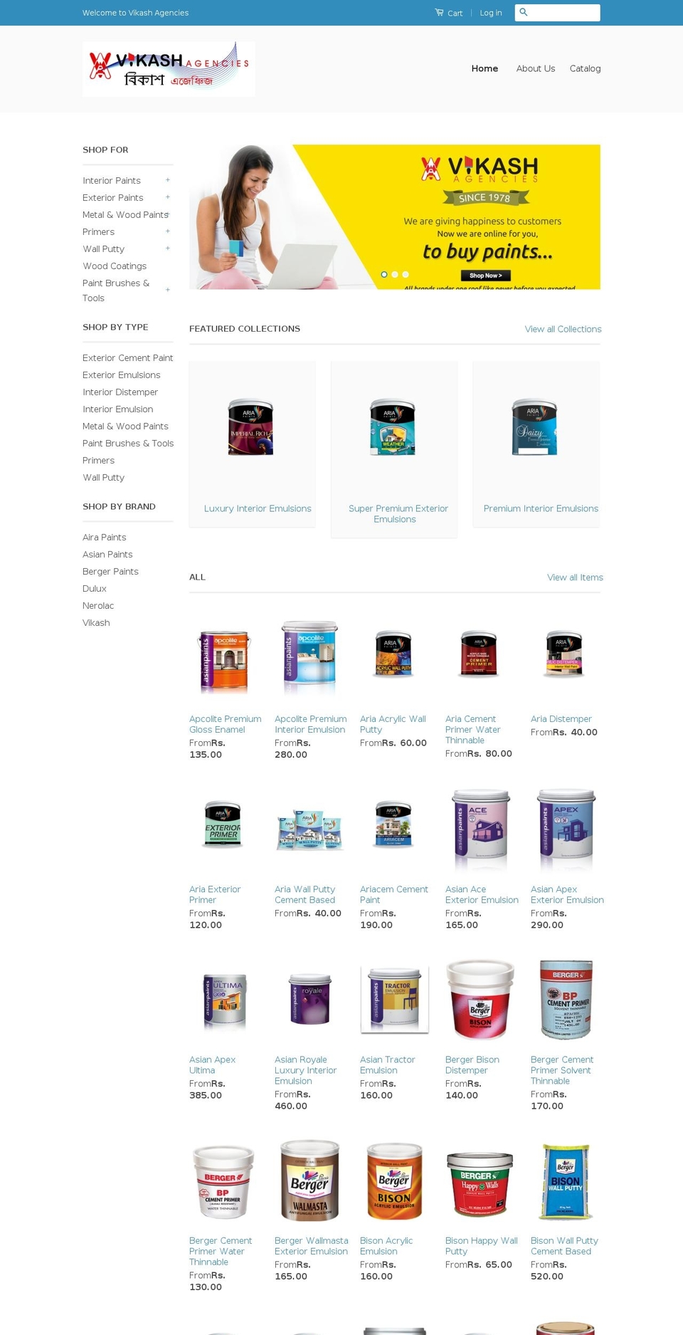 vikashagencies.com shopify website screenshot