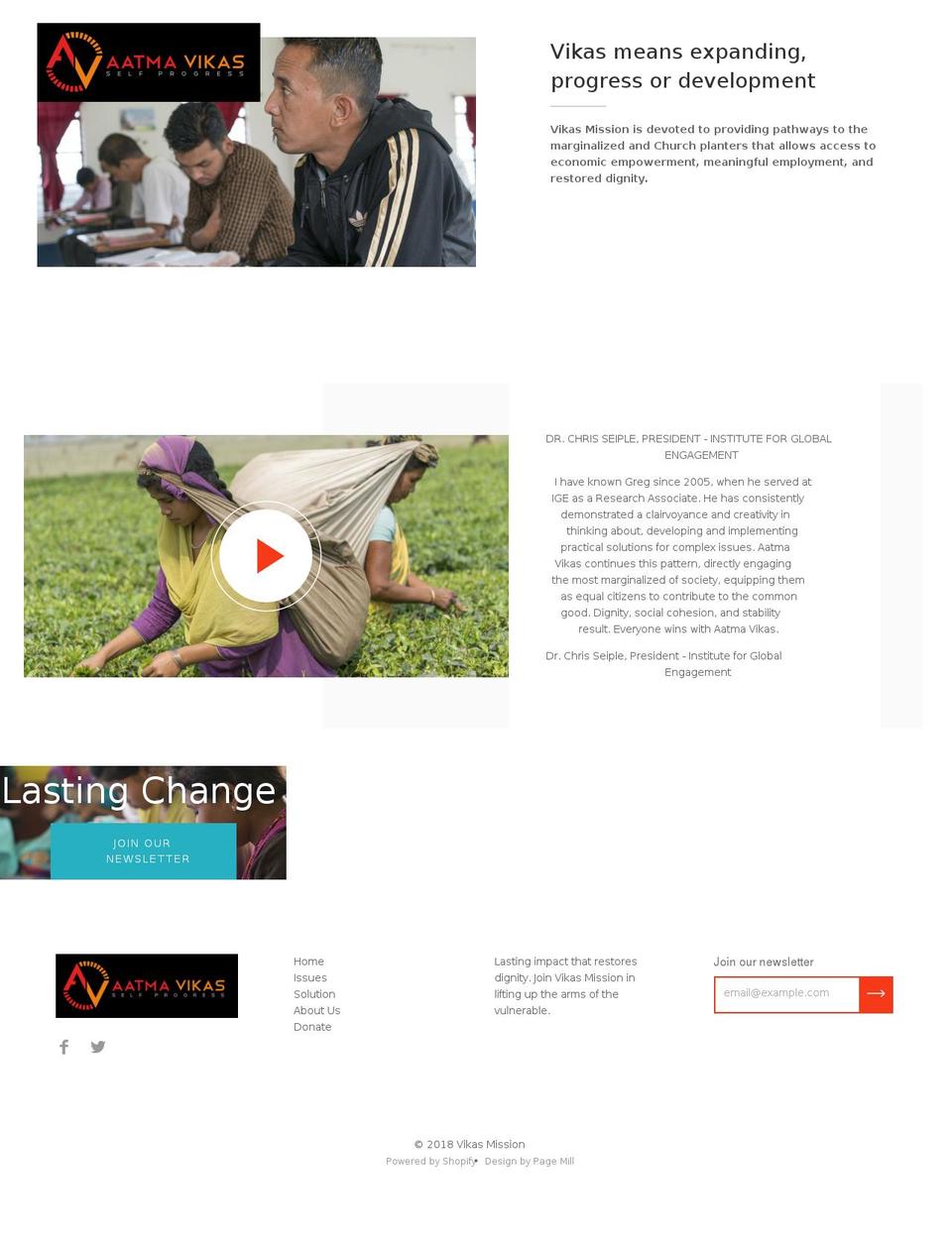 vikasmission.org shopify website screenshot