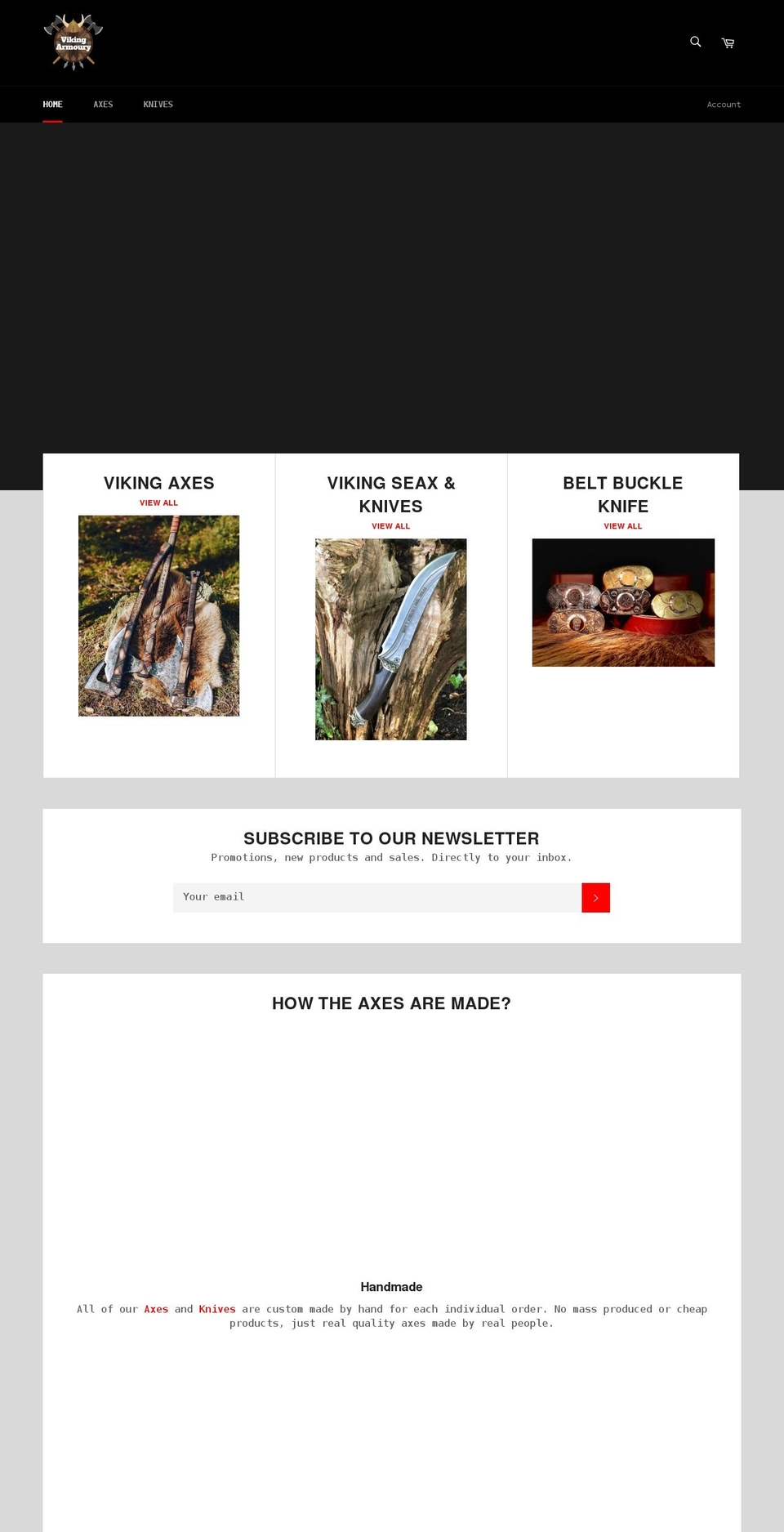 viking-armoury.com shopify website screenshot