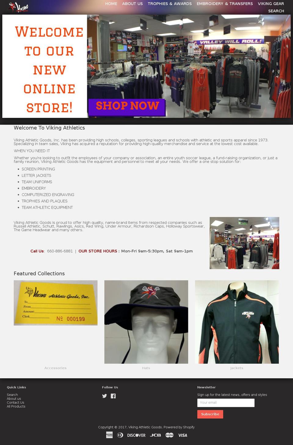 vikingathleticgoods.com shopify website screenshot