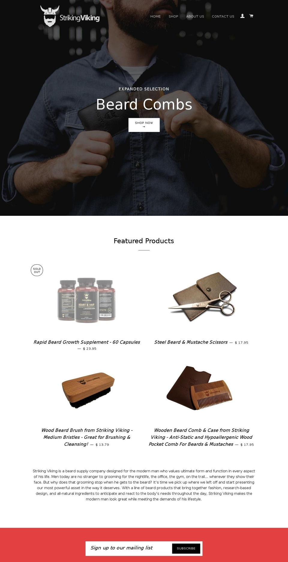 vikingbeardgear.com shopify website screenshot
