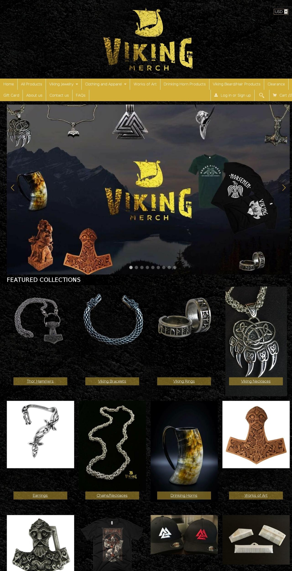 Fluid Shopify theme site example vikingjewelry.net