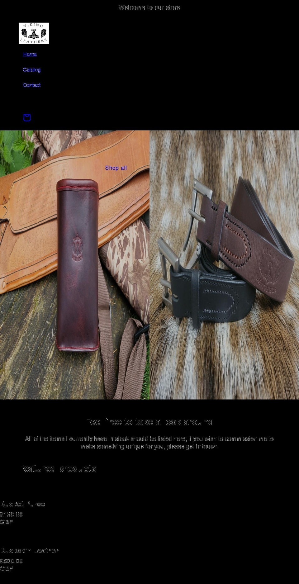 vikingleathers.co.uk shopify website screenshot