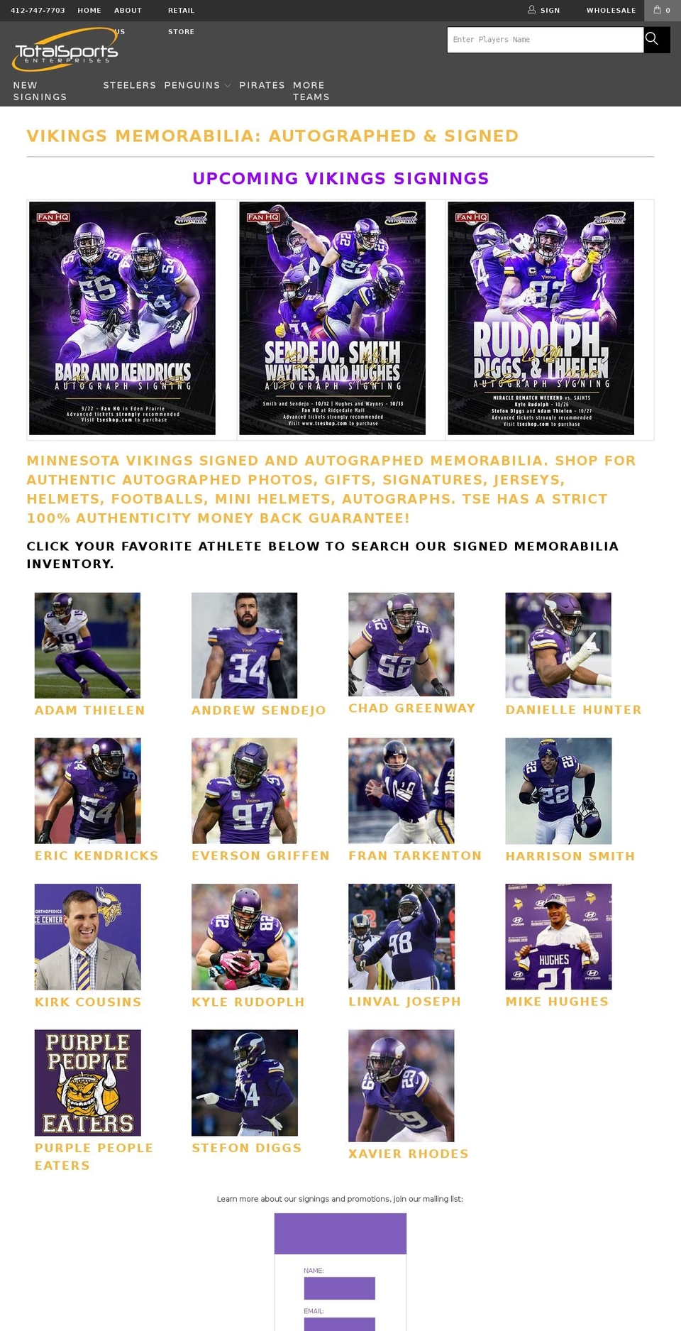 TSE Shoptimized Shopify theme site example vikingsmemorabilia.com