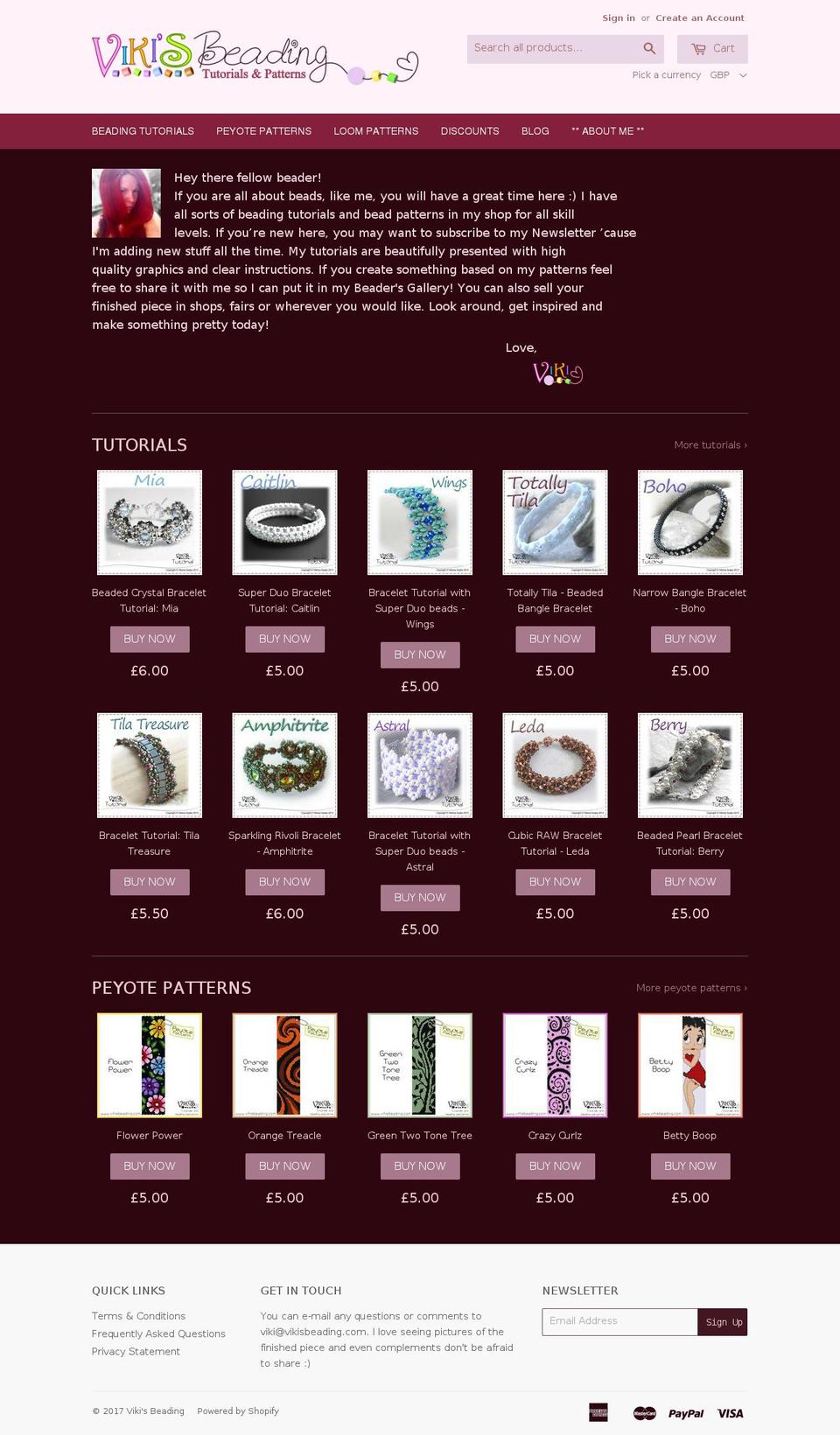 vikisbeading.com shopify website screenshot