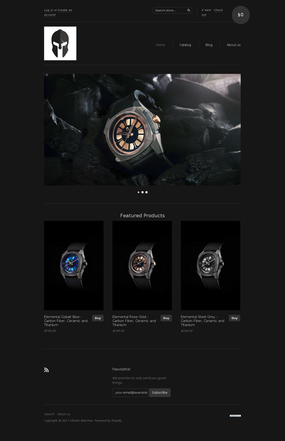 new standard Shopify theme site example vilhelmwatches.com